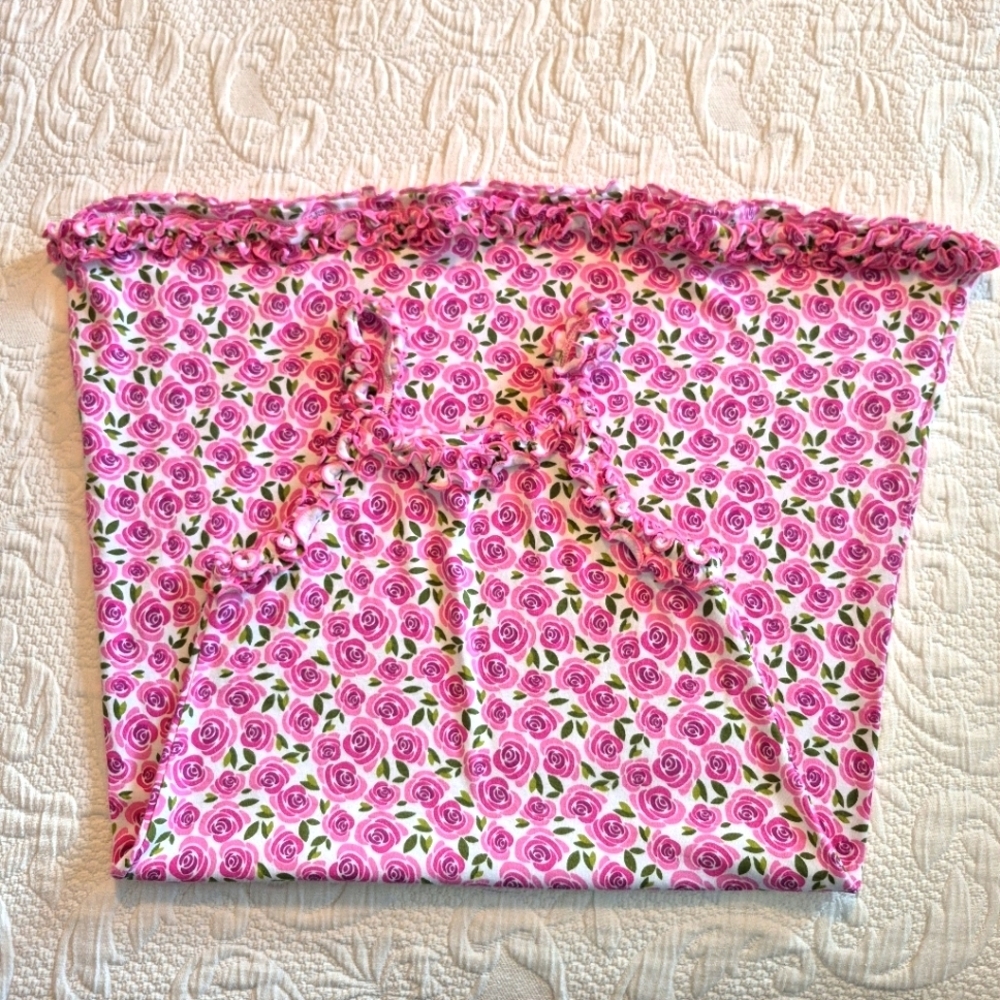 Sara's Prints girls size 8 rose designed sleeveless nightgown EUC